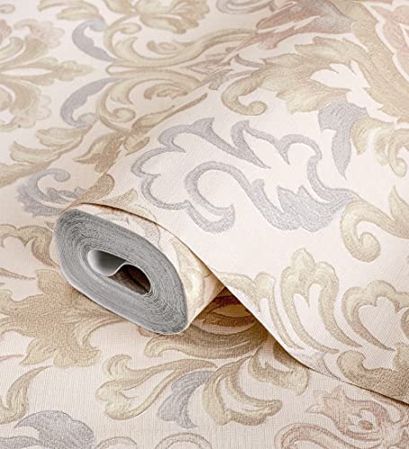 Papier peint vinyle damas lessivable pour masquer les murs abîmés - 4