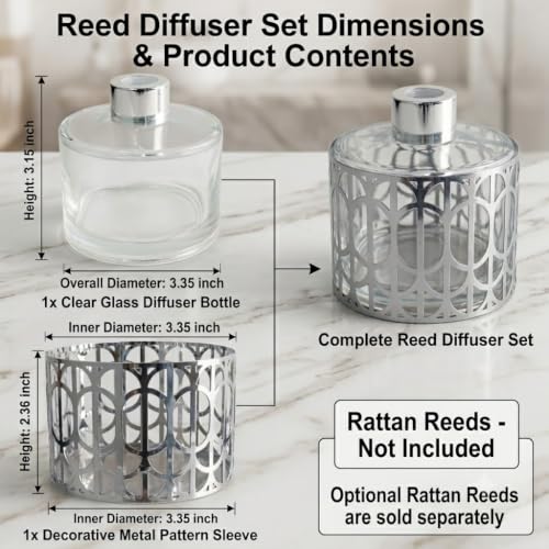 Botella Difusora Reed con Decoración Metal Plata 8.42oz miniatura 3
