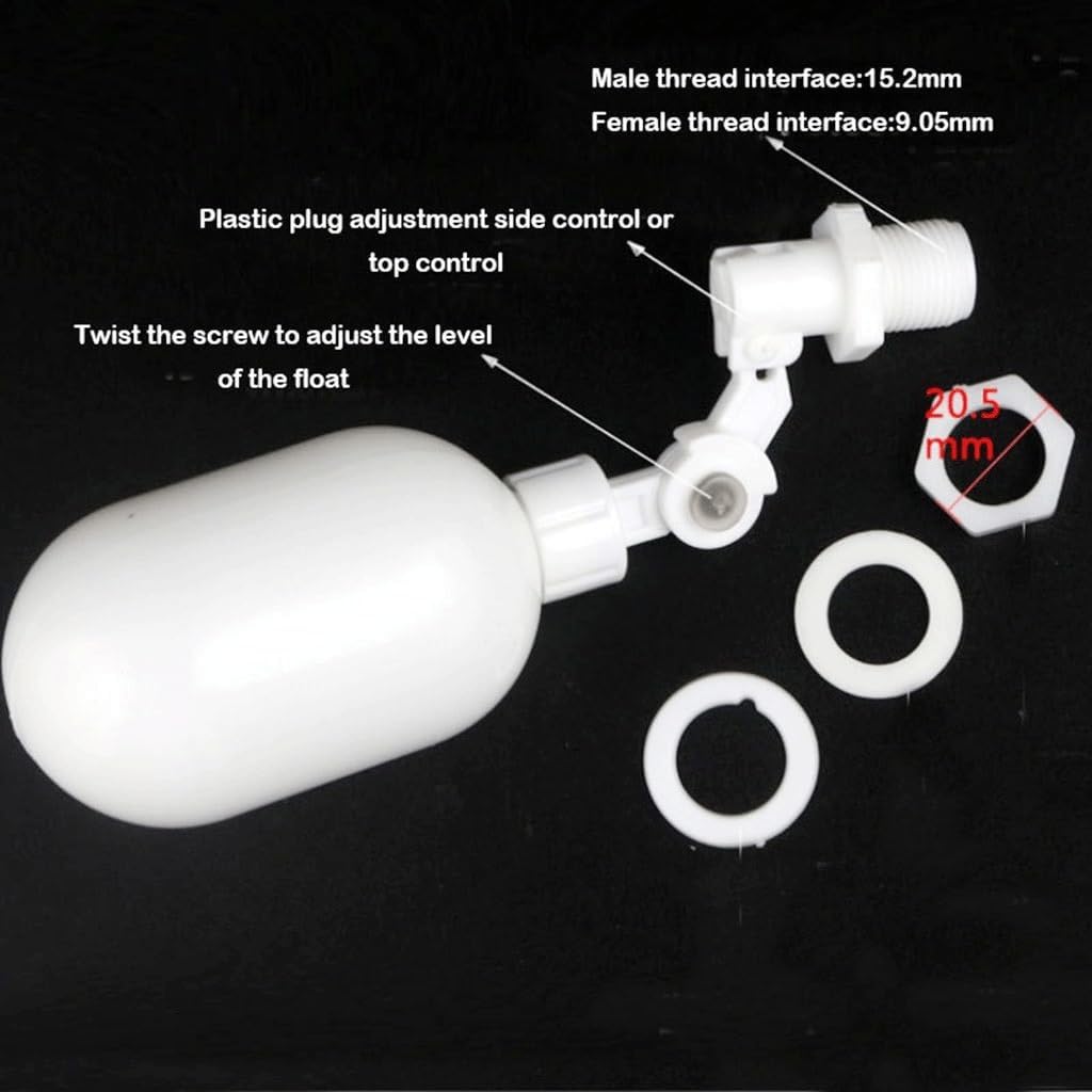 1/4 Inch Inlet Adjustable Plastic Float Ball Valve - Automatic Water Control Switch for Tanks and Towers, 1PC