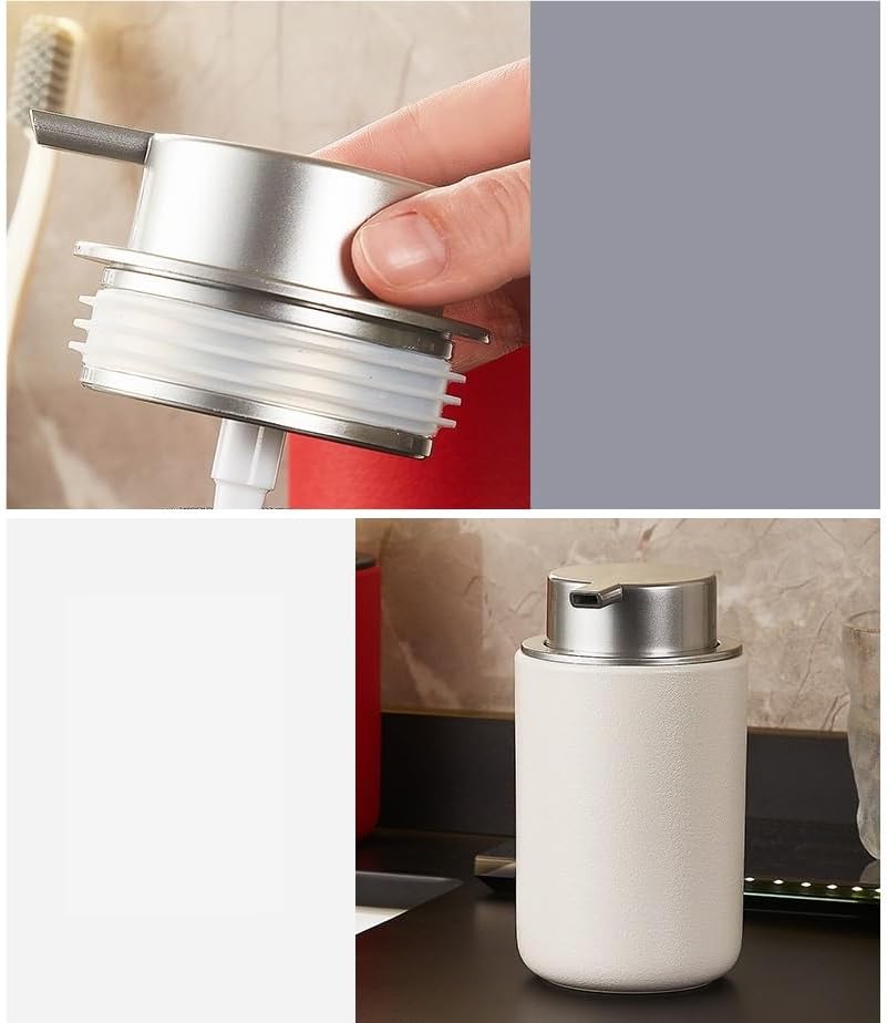 Kitchen Soap Dispenser Ceramic Soap Dispenser Push Type Nordic Style Simple Hand Soap Facial Cleanser Container Shower Gel Shampoo Bottle Bathroom Soap Dispenser(03)