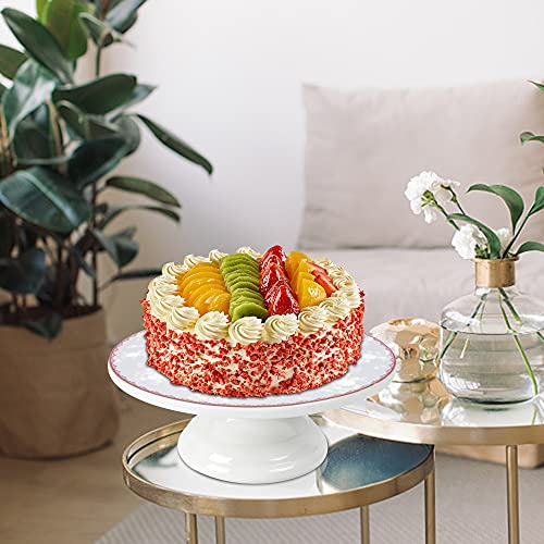 Fanquare 10 Inch Floral Porcelain Cake Stand, Pink Rose Dessert Plate, Vintage Tea Cake Stand #TOP5