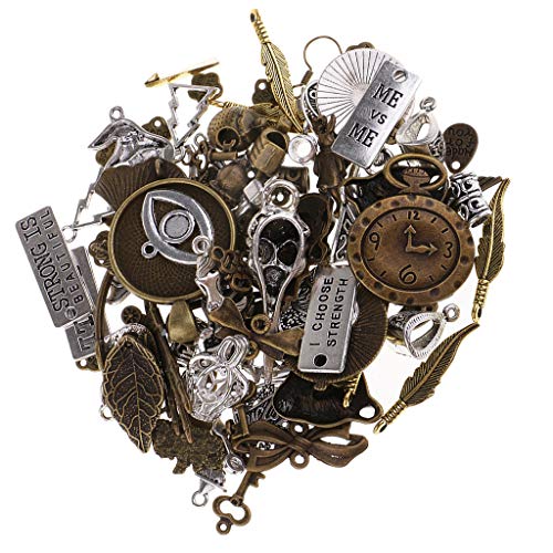 P Prettyia 100 Gram DIY Assorted Color Antique Metal Steampunk Charms Pendant for Crafting, Cosplay Decoration,Jewelry Making Accessories steampunk buy now online