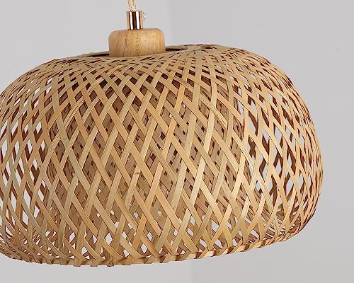 Hchunqjor H3601-1 Bamboo Pendant Light Fixture One-Light Adjustable Boho Basket Handmade Woven Pendant Lighting thumb #4