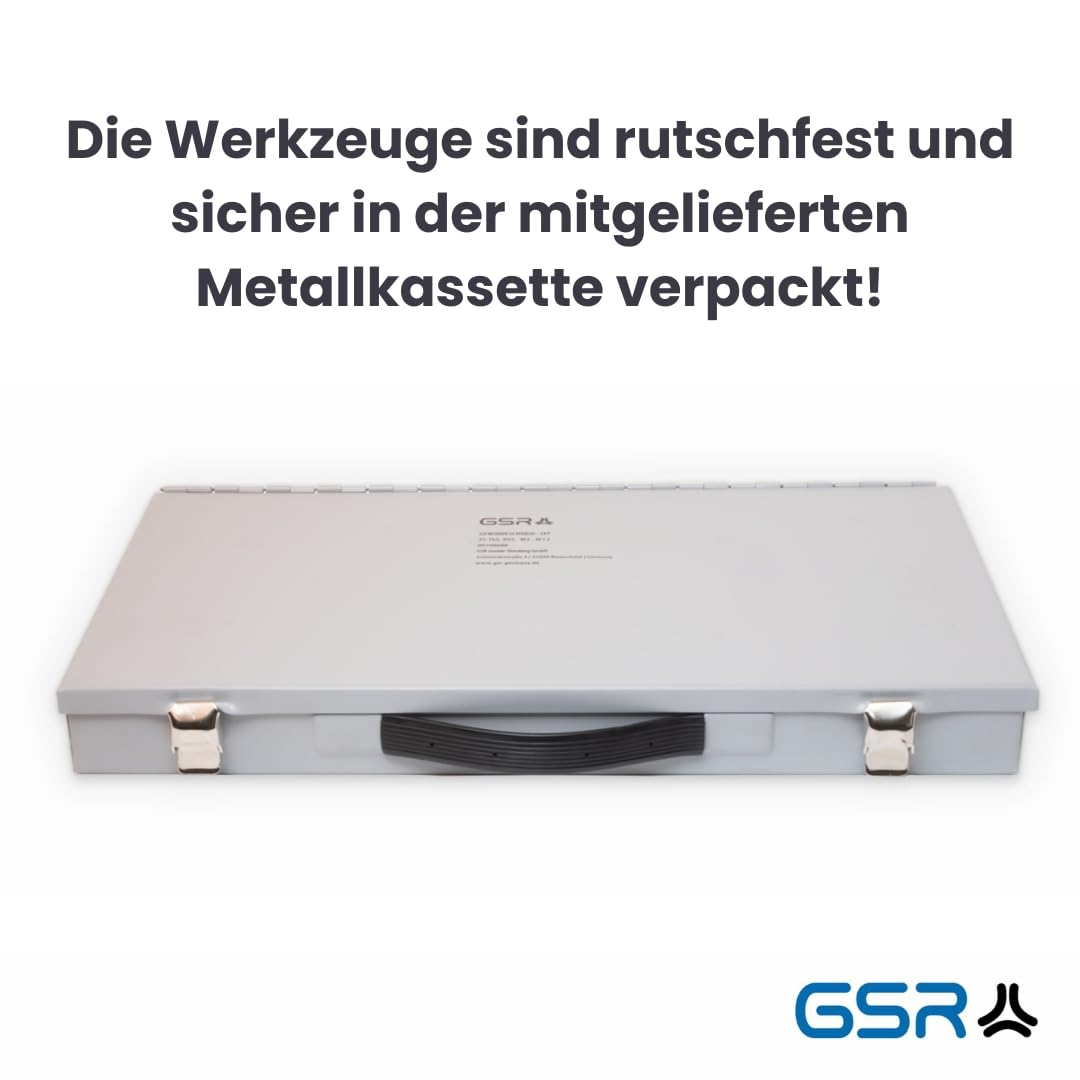 GSR Gustav Stursberg - Set professionale di filettature metriche da M3 a M12 HSSG, per filettatura a mano, per filettatura esterna e filettatura interna, 45 pezzi