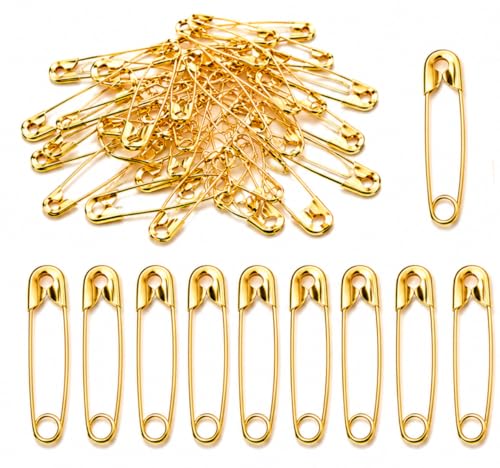 Image of Small Gold and Silver Plated Safety Pins for Saree Nappy Lock pin for Blanket Sweater Perfect for Clothes Craft Sewing Pinning Hijab pin for Women and Girls (Medium, 24)