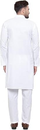 Maple Clothing Men's Kurta Pajama White Cotton Indian Clothes