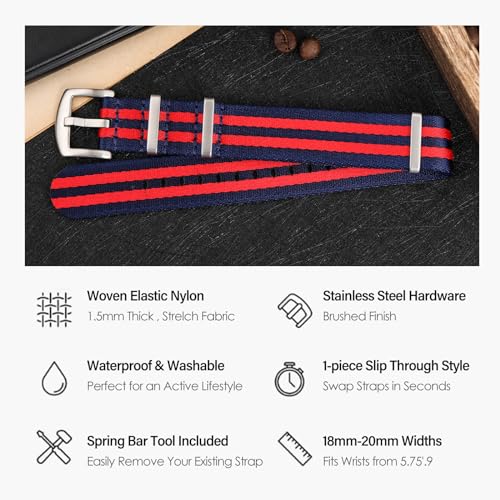 Image of watchdives Nylon Watch Band 20mm 22mm Multicolor Replacement Watch Straps for Men Women