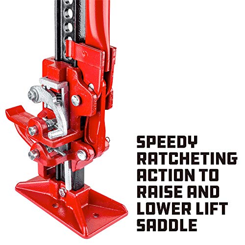 Image of Powerbuilt 8-Inch Ratcheting Off Road Utility Farm Jack, 3 Ton (6,000 lb) Capacity Utility High Lift Farm Jack, Lift Range: 5-1 /4 inch to 34-1 /2 inch, for Tractor Truck SUV -647587