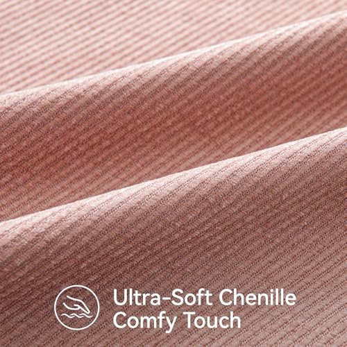 Image of a moment Pack of 2 Decorative Chenille Throw Pillow Covers with Twill Cushion Covers for Sofa Living Room Couch Bed 22x22 Inch,Crafted Border Blush Pink