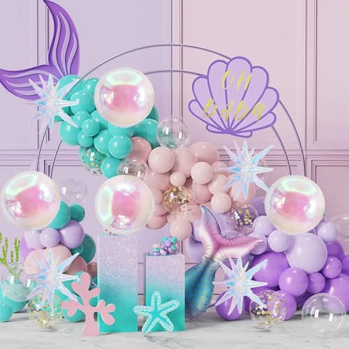 Image of TONIFUL 8Pcs 22Inch Iridescent Large 4D Giant Round and Star Balloons Explosion Star Mylar Balloons Set for Backdrop Christmas New Year Birthday Wedding Bridal Shower Anniversary Photo Booth Supplies