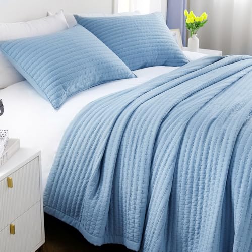 Max Oversized California King Quilt Set, 112"x106" Blue