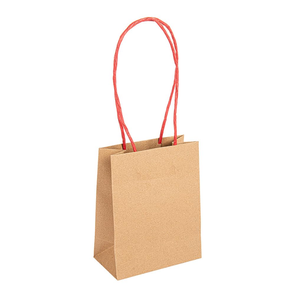 Sac Sos avec poignées kraft rouge 12+6,5x15 cm emballage petit format