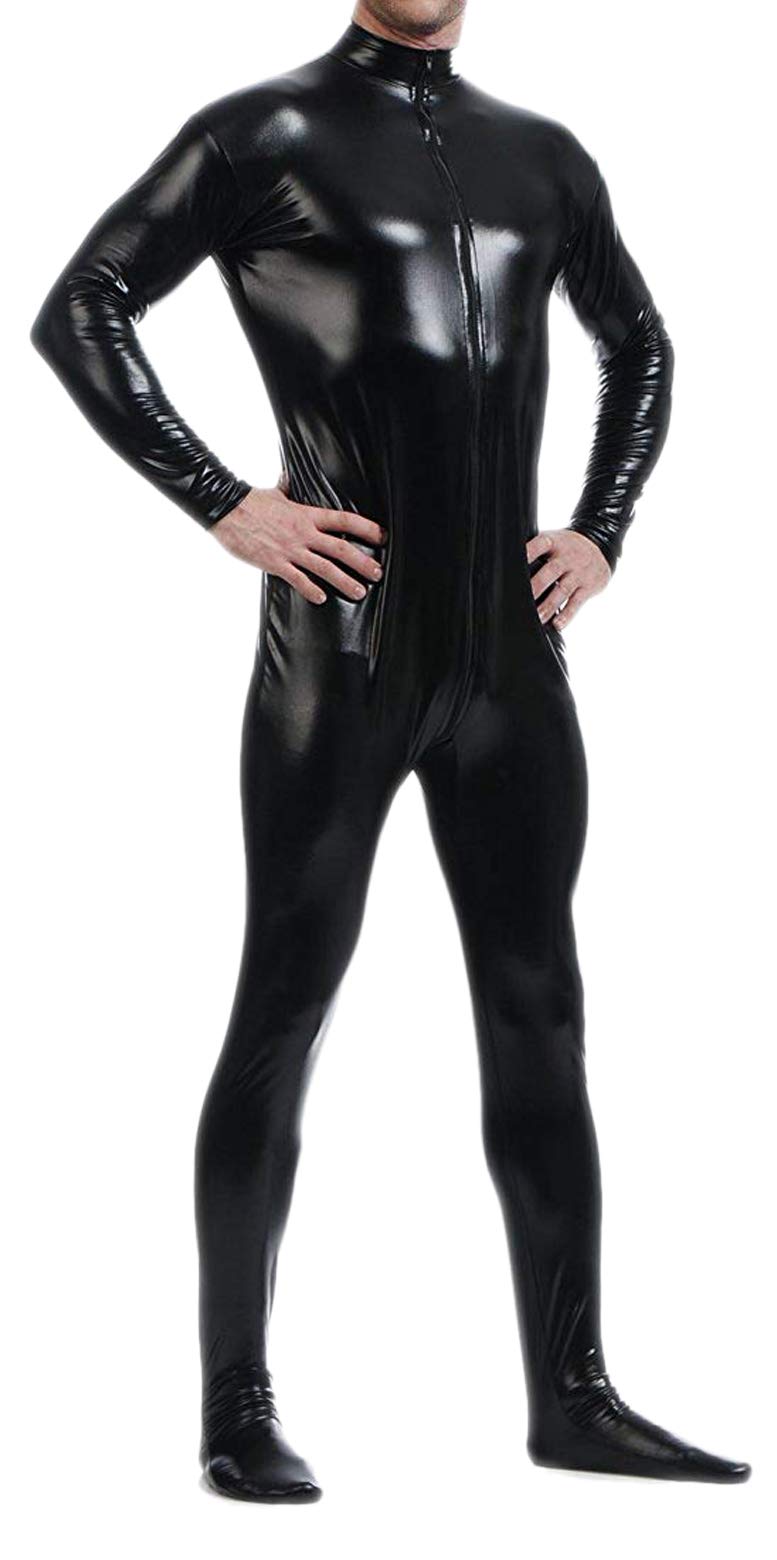Seeksmile Unisex Metallic Bodysuit Zentai without Hood Adult Shiny One Piece Spandex Body Suit Halloween Costume