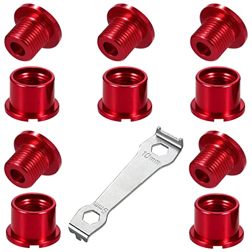 QIQN Boulons de Plateau de Pédalier Alliage d'aluminium 7075 Double Boulons et Écrous pour Le vélo extérieur de Route de Montagne VTT CNC de Course et Vélos (Rot) Cover