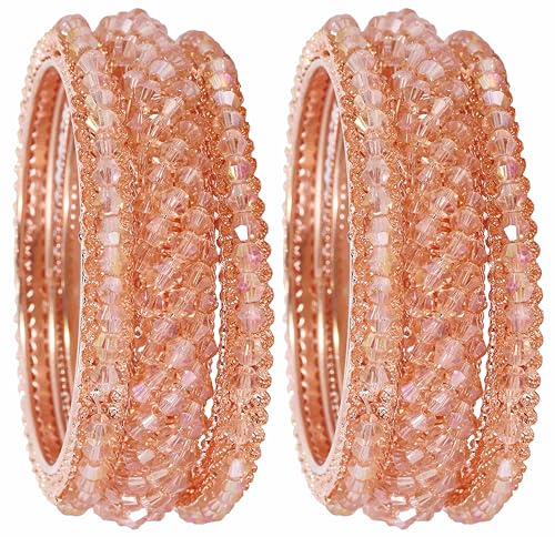 Image of NMII Stylish Pearls Alloy Metal Kada Bangles Set For Women and Girls | Fancy Metal Bangles | Trendy Design Bangles For Girls | Wedding, Party, Shadi Fashion Jewellery-Set of 6 Bangles