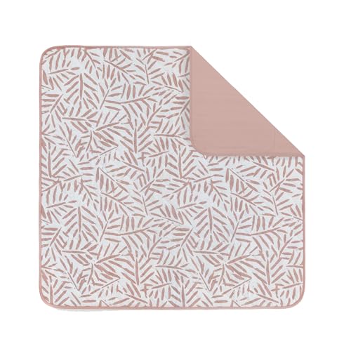 Image of Toddlekind Portable Baby Mat – Organic Cotton 47" x 47" Reversible Indoor/Outdoor Playmat for Babies, Toddlers, Picnics, Patio, and Garden Use 0m+ Seashell (Pink)