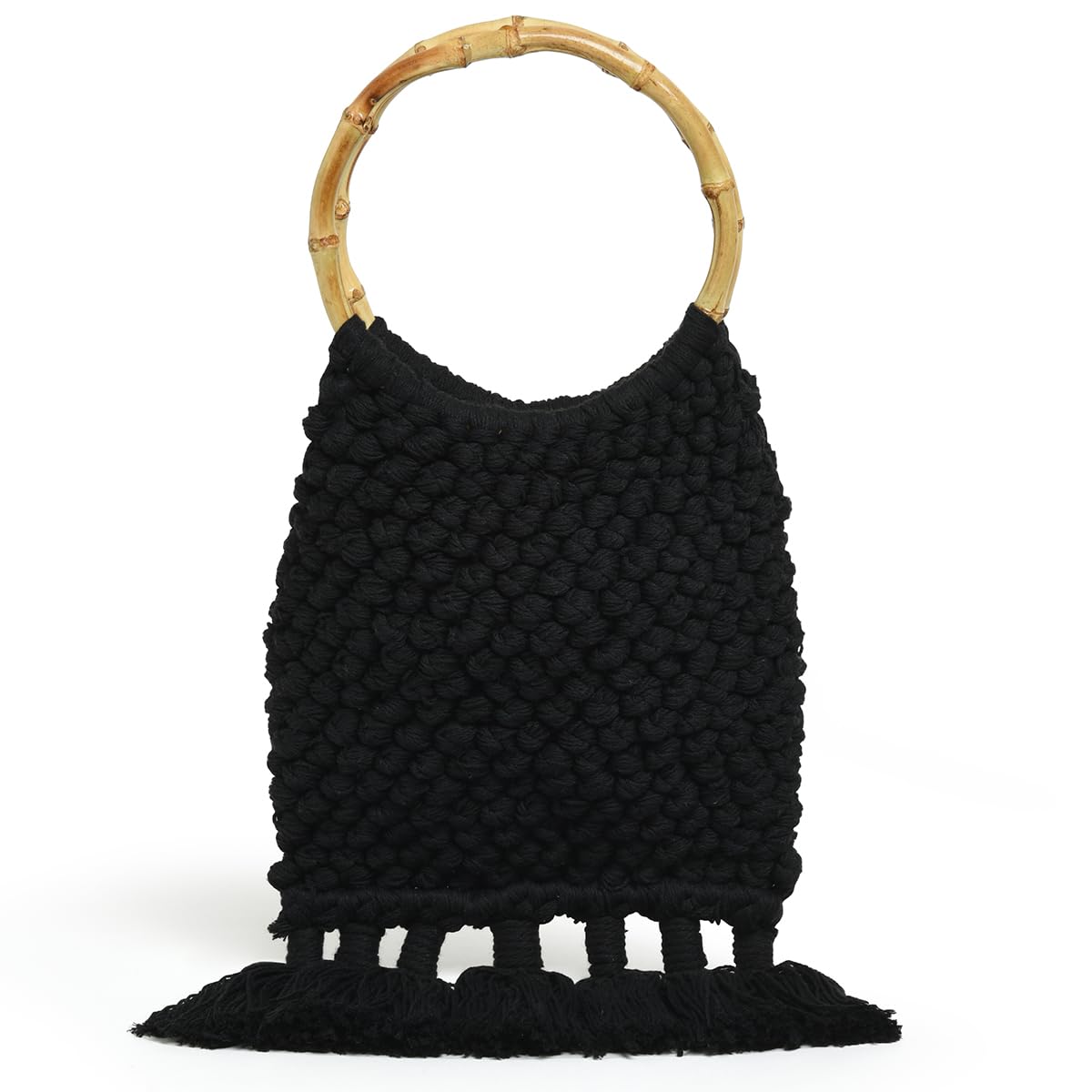 ARTISFUSI Women's Small Handle Bags Fashion Tassel for Women Woven Handle Bag Wristlet Knot Pouch Purses Handbag