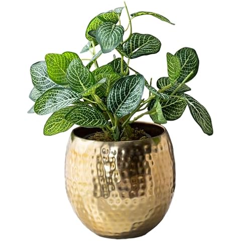 MyGift Modern Brass Planter Pot Holder Cover