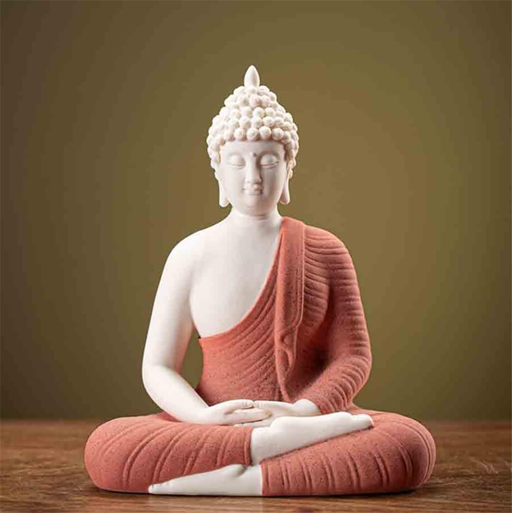 Figuras de Budas Estatua de Buda pequeña de cerámica, Adorno for Escritorio, Sala de Estar, Oficina, decoración Budas Decorativos
