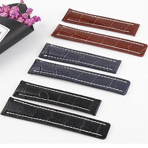 Bracelet montre Breitling cuir véritable agate 24mm de rechange