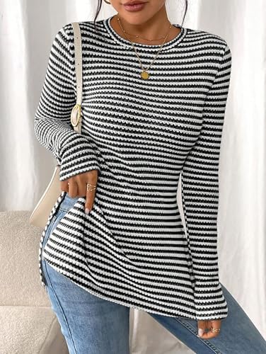 RANPHEE Long Sleeve Tops for Women 2025 Fall Fashion Comfy Slim Fit Crewneck Dressy Casual Shirts with Side Slit2