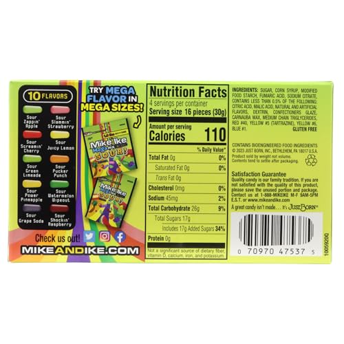 Mike and Ike Mega Mix Sour, Dulces de Frutas, Pack 3 miniatura 2