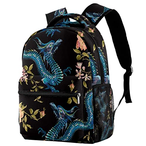 Sac à dos de voyage Leisure Campus dragons et roses dorées pour filles et garçons