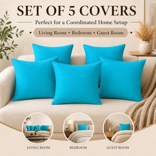 Image of RD TREND UltraSonic Microfiber Cushion Covers, 40 x 40 cm /16 x 16 inches, Set of 5, 250 TC, Back Zipper (Firoji)