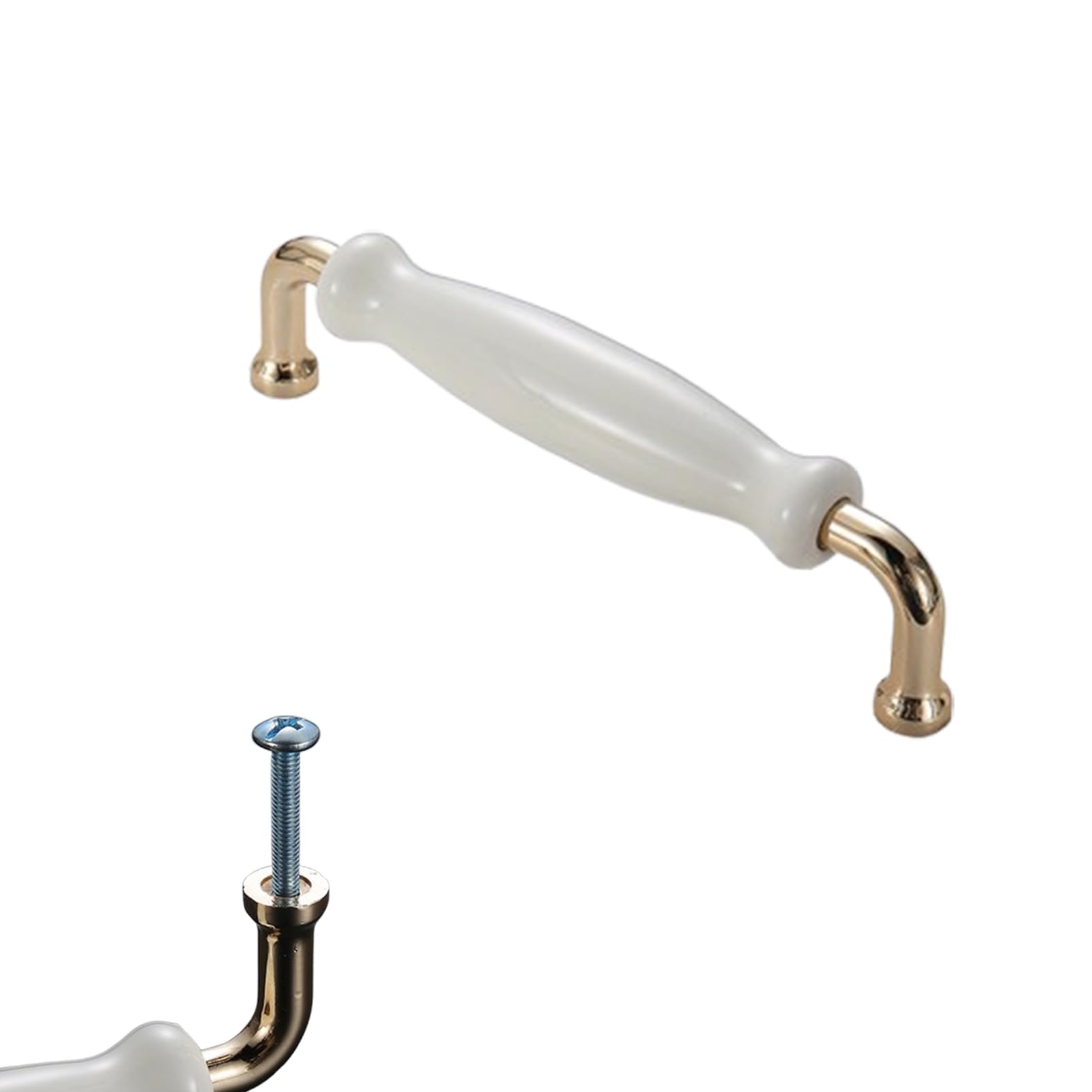 Steytemd White Kitchen Cabinet Handles Ceramic, 2 Pack Drawer Handles Bow Cupboard Handles-128Mm/5In