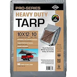10×12 Heavy Duty Tarp, 10 Mil Thick, Waterproof, Tear & Fade Resistant, High Durability, UV Treated, Grommets Every 18…