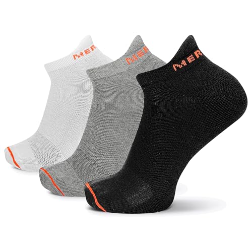 Merrell Men's and Women's Cushioned Cotton Low Cut Tab Socks-3 & 6 Pairs-Breathable Mesh Comfort Zones
