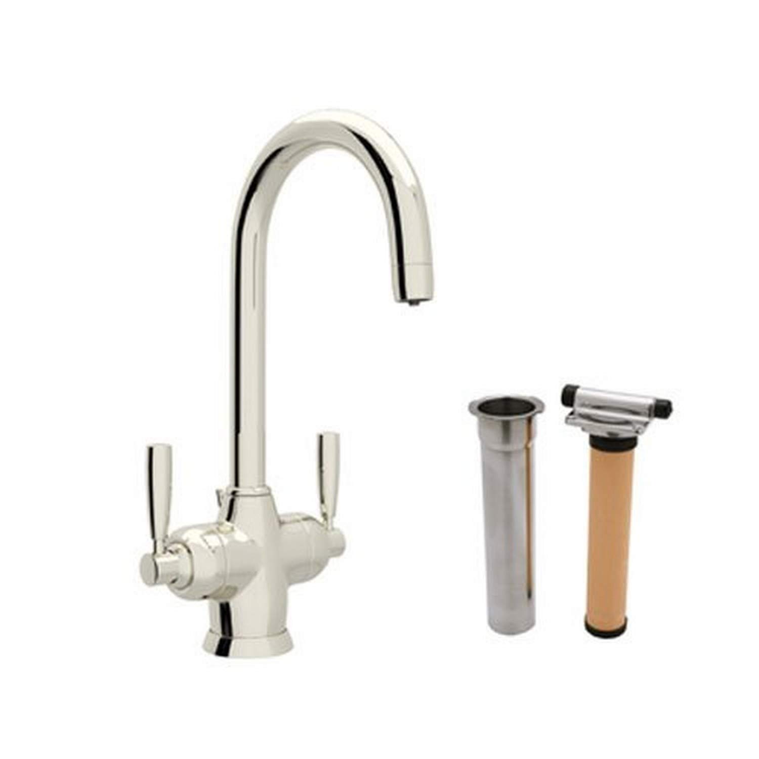 Rohl U KIT1335LS-PN-2 A7645Apc Perrin and Rowe Single Hole Bathroom Faucet with Triflow Filt Polished Nickel