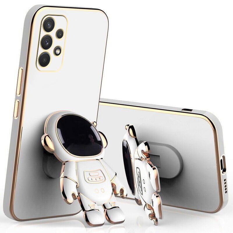 Image of for Samsung Galaxy A73 5G Case Cute 3D Astronaut Stand Design Camera Protection Shockproof Soft Back Cover (for Samsung Galaxy A73 5G, White)