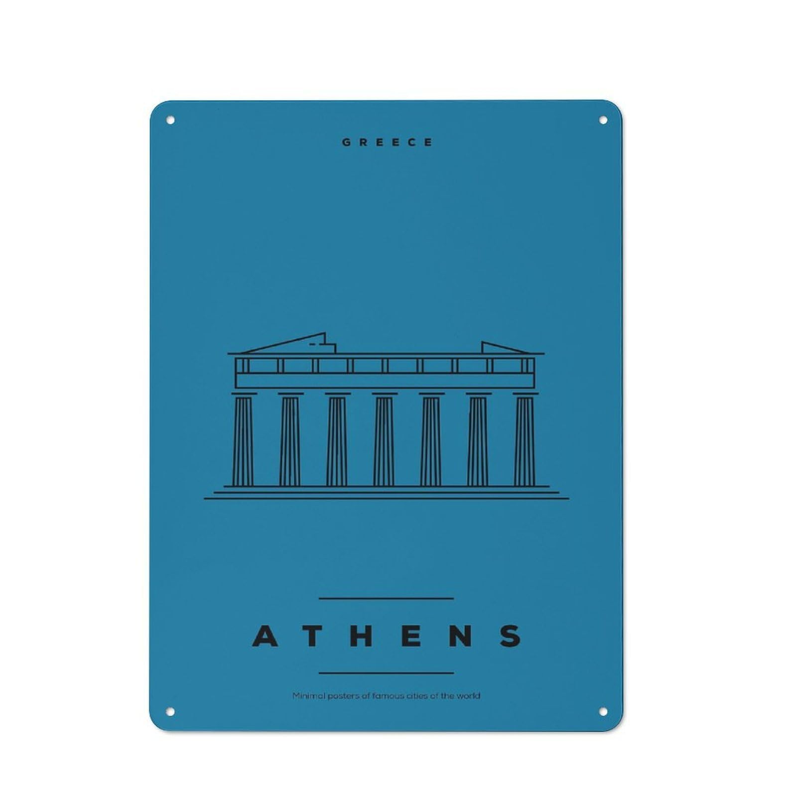 Junmoney Style-20 Athens Greece(2) Vintage Metal Plaque 40X30cm For Hobby Room Or Studio, For Kitchen, Dining Room And Home Bar Wall Decor