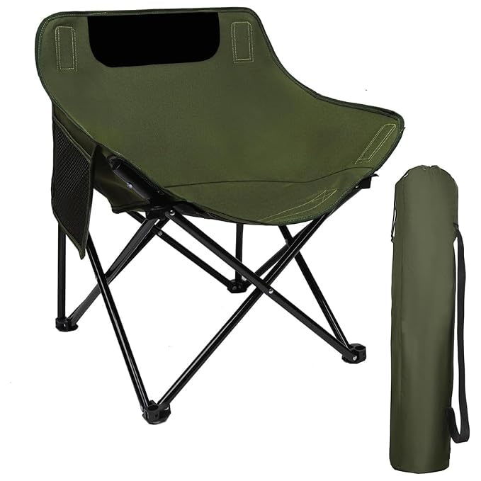 Image of ZYNTO Portable Foldable Camping Chair with Nylon Fabric for Fishing Beach, Travelling, Lawn, Patio Picnic Outdoor Chairs. Camping Chair Large with Armrest Folding with Cup Holder, for Adults. (Multi)