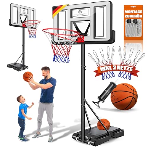 KESSER® Basketballkorb Outdoor mit Ständer & Rollen Inkl. 2x Netze,...