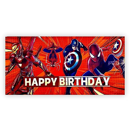 Image of Wanna Party Large Superhero Happy Birthday Banner, Superhero Birthday Decoration Items for Kids