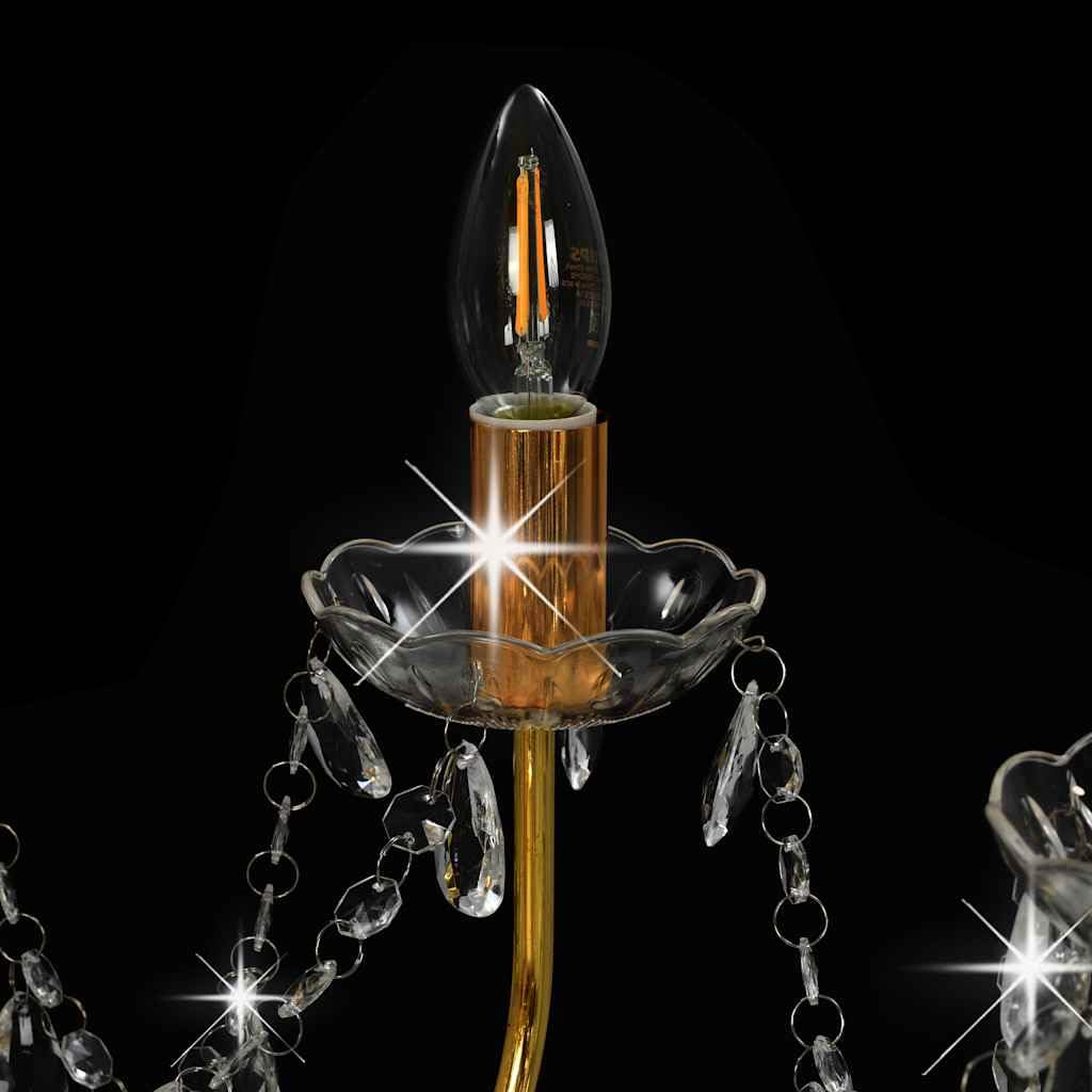 vidaXL Lustre avec perles Doré 12 ampoules E14