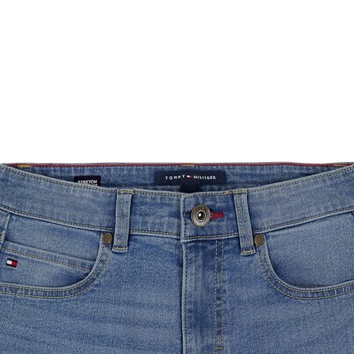 Image of Tommy Hilfiger Boys' 5-Pocket Stretch Slim Straight Leg Denim Jean, Zipper Fly & Button Closure