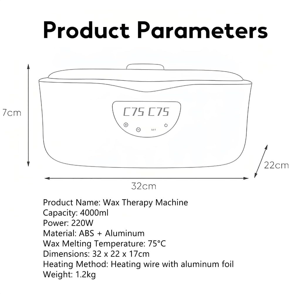 Macchina per Cera di Paraffina per Mani E Piedi, Bagno di Paraffina di Grande capacità da 4000 Ml, con Display Digitale, per Spa di Paraffina Domestica