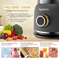 1500W Küchenmaschine und Mixer Kombination, 2,5L Zerkleinerer für Fleisch, Gemüse und Teig, 2L Standmixer mit Glasbehälter, 2 Geschwindigkeitsstufen&Pulsfunktion für Smoothies, Saft usw. – Ansicht 5