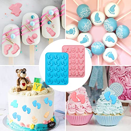 Webake Baby Feet Mold Baby Onesie Baby Bottle Pacifier Molds, Bite Size Silicone Chocolate Candy Molds Gummy Mould For Baby Shower Party Cake Decoration Cupcake Topper #TOP6