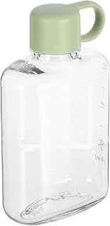 水筒 薄型 携帯用フラットウォーターカップ 360ml プラスチック ライトグリーン | 持ち手付き 携帯仕様 漏れ防止設計 割れにくい構造 学生向け 旅行用 軽量タイプ アウトドア対応