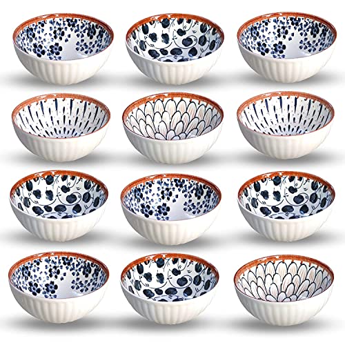 Image of Porcelain Bowls Set, 300 ML Serving Bowls Cereal, Salad, Pasta, Soup, Dessert, Suitable for Restaurant & Kitchen, Dishwasher Microwave & Oven Safe for Dining (12 -Piece)