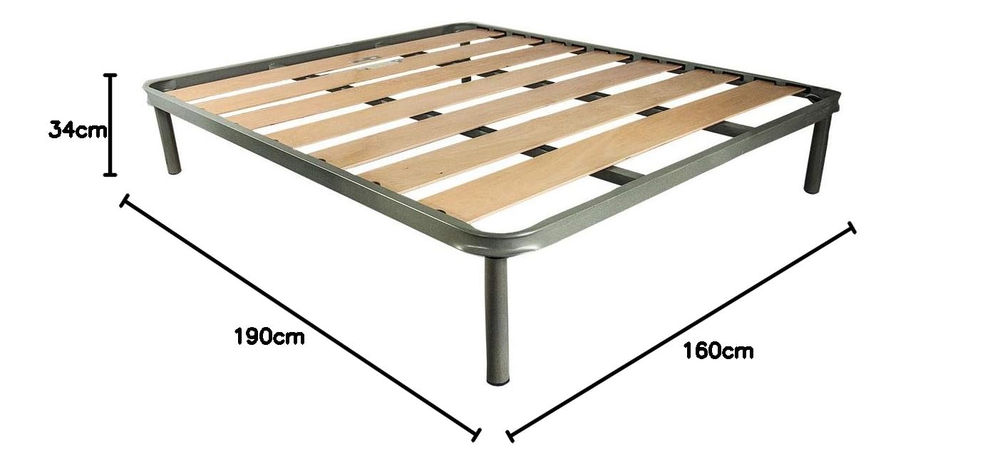 Comprarredo Rete a doghe larghe matrimoniale misure 160x190 con piedi avvitabili, robusta e resistente per materasso matrimoniale con telaio e piedi in metallo