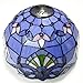 WERFACTORY Tiffany Ceiling Light Fixture Blue Purple Baroque Stained Glass Semi Flush Mount Lamp Wide 12 Inch, Height 11 Inch S003C Series