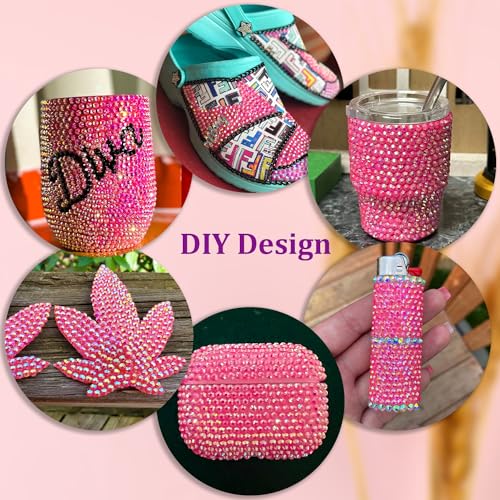 Image of Resin Jelly Rhinestones for Crafting with B7000 Jewelry Glue, 1 Box Hot Pink AB Flatback Crystal with 3Pcs 10ml Glue, Bedazzling Non Hotfix Gems for DIY Tumblers Clothing Shoes Manicure