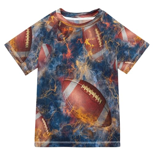 Boys Short Sleeve T-Shirts Fire Rugby Lightning Rashguard Kids Swim Shirts Sun UPF 50+