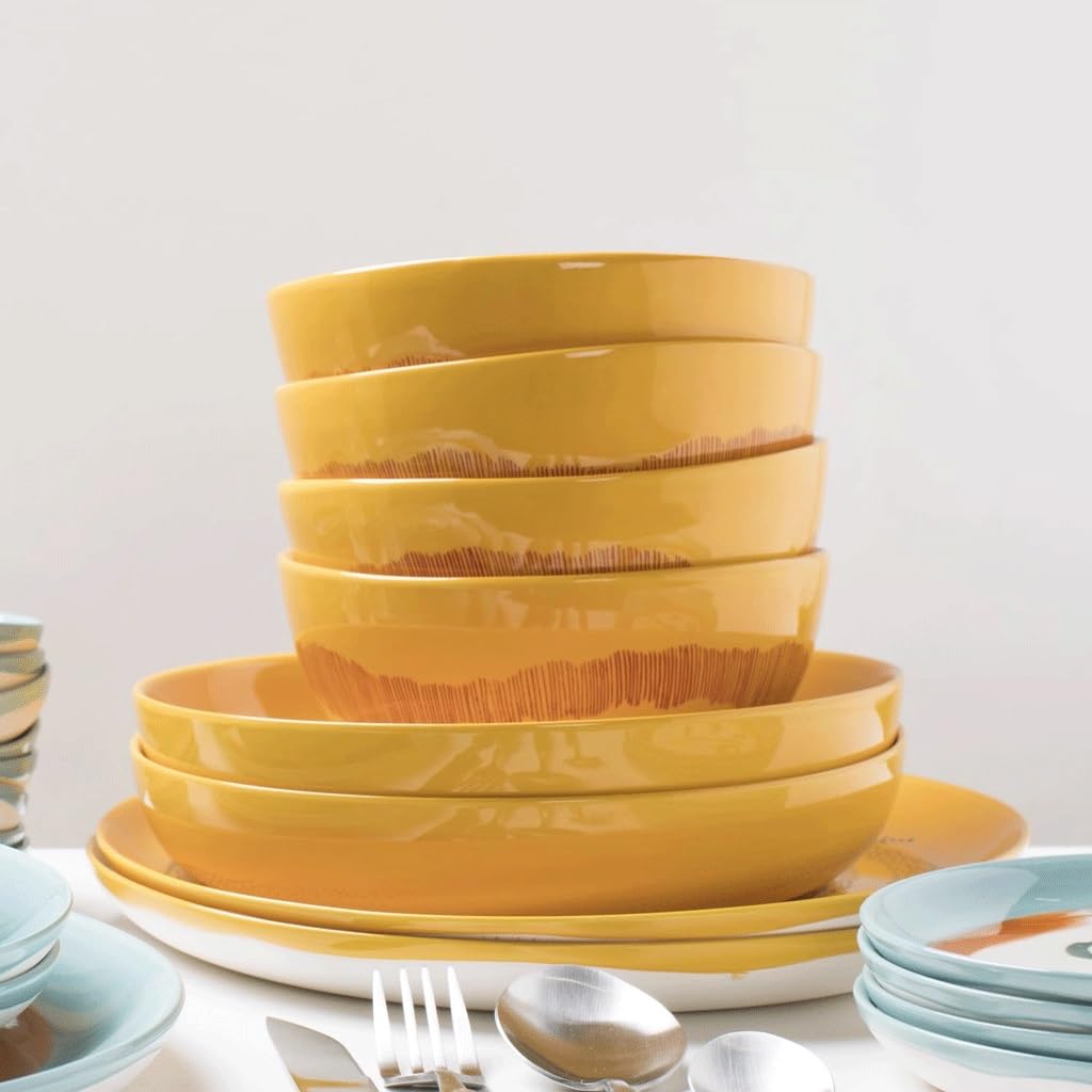 Salaterka miska na sałatkę owocową ceramiczna żółta miska ramen miska na zupę miski do kuchni