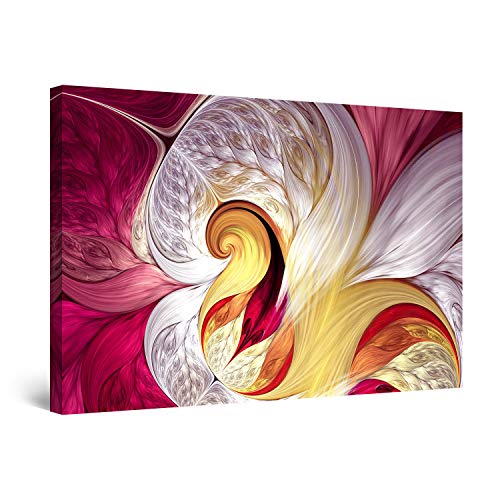 Startonight Canvas Wall Art Abstract - White Burgundy Abstract Waves Decor - Large Framed 32